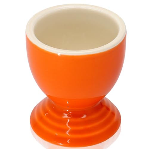 Image of Orange Egg Cup 1 Pack, Stoneware Ceramic Boiled Egg Holder | 1.65 inch Opening Porcelain Holder Gift Set Breakfast Cooking / Childhood Memories, Also for Sauce Candy Kiwi