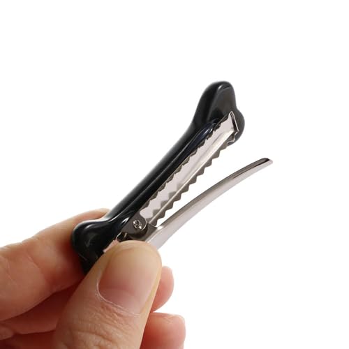 2 Pinzas para cabello diseño hueso de perro negro miniatura 3