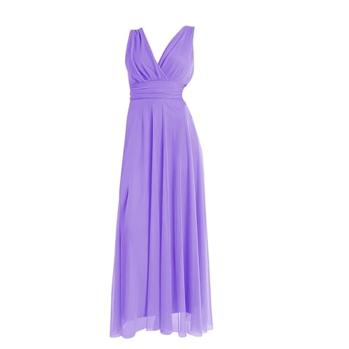 Robe longue de cérémonie en tulle extensible col en V pour silhouette XL