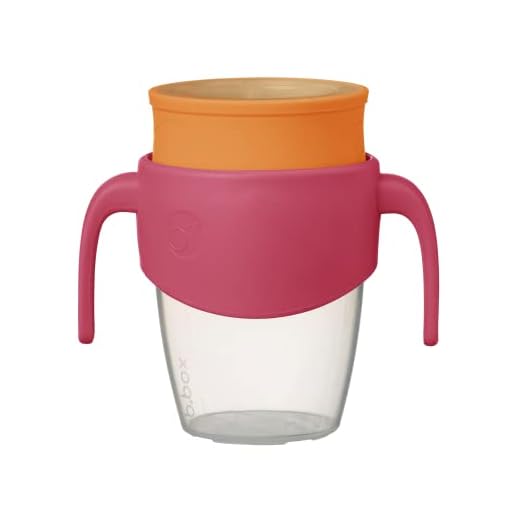 b.box NEW 360 Cup (8.5oz) | Toddler Sippy Cup & Trainer Cup with Silicone Drinking Rim | Spill Proof Locking Mechanism for On the Go | Dishwasher Safe | Babies 6m+ to Toddlers (Strawberry Shake)