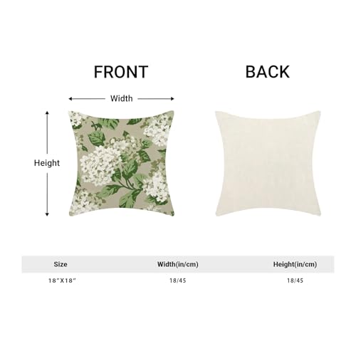 Sorktse Beige Floral Pillow Covers 18x18 Inch Set of 2 Khaki Beige Hydrangea Floral Throw Pillows Spring Summer Flower Pillowcases Outdoor Decor Linen Cushion Covers for Couch Sofa Bed — view 4