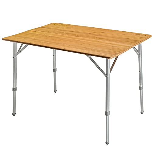 KingCamp Bamboo Heavy Duty 176 lbs Environmental Protection Oversize Anti-UV Portable Folding Table, Picnic, Camping, Three Heights,4-6 People