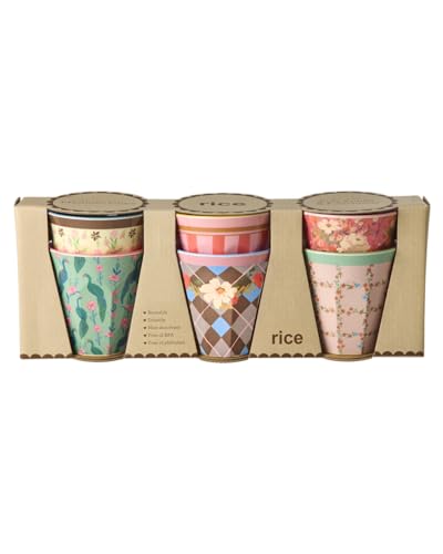 ReWu Rice Lot de 6 gobelets en mélamine – Motif paon et fleurs – Gobelets pour enfant – Vaisselle de camping – Gobelets en mélamine incassables sans BPA 250 ml