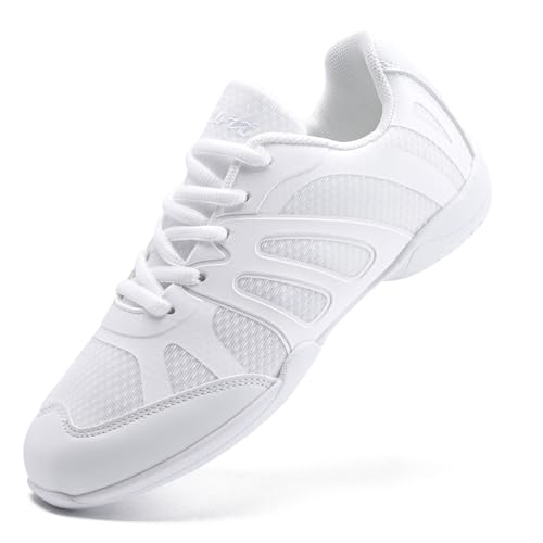 Youth cheer shoes for girls White lightweight breathable training sneakers