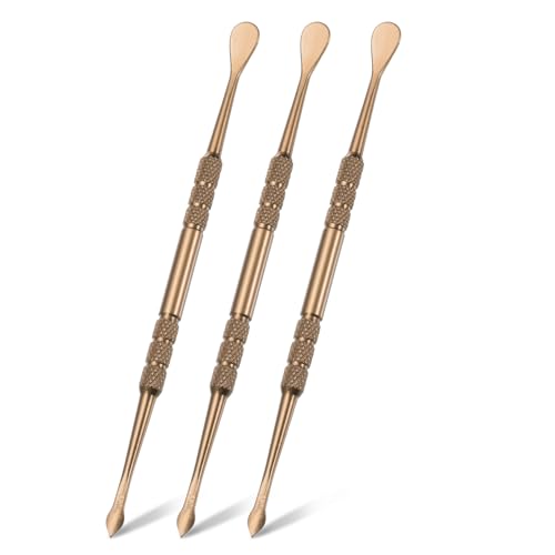 MECCANIXITY 3 Pcs Wax Carving Tools Stainless Steel 4.6 Inch Double-Headed Wax Carving Sculpting Tools for Modeling Sculpting Shaping, Rose Gold