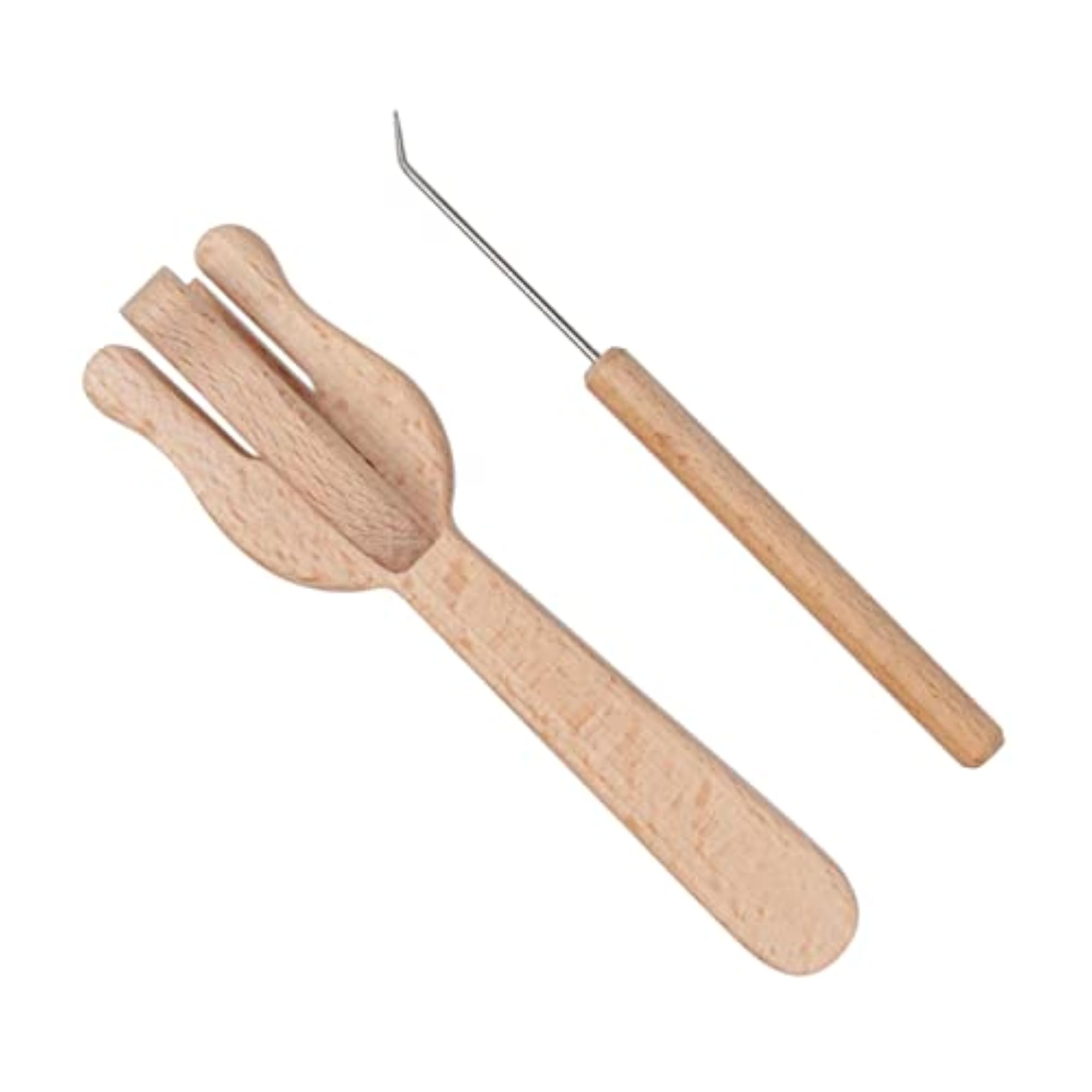 Wood Fork Shape Hand Loom Craft Multifunctional Weaving Tool