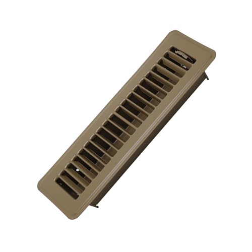 Howeall 2 x 10 Floor Register - Heavy Duty Steel Walkable Floor Vents - Easy Adjust Air Supply Lever - Vent Covers for Home (Brown)