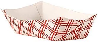 Empress Paper 2lb Red Plaid Food Tray 1000 per case