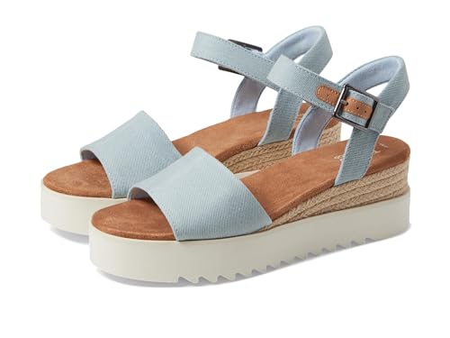 Image of TOMS Women's Diana Wedge Heel Sandal, Leather Upper, Rope-Wrapped Midsole, Adjustable Strap, Buckle, OrthoLite Insole