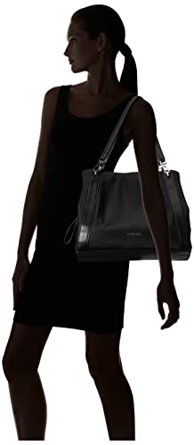 Calvin Klein Reyna Novelty Large Triple Compartment Shoulder Bag, Black/Silver #TOP7