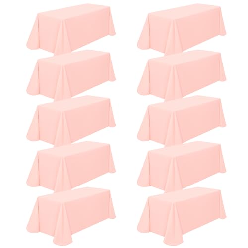 10 Pack Pink Tablecloth 90 x 156 Inch for Rectangle Table,Polyester Tablecloth for 8 Ft Tables,Stain and Wrinkle Resistant Washable Fabric Table Cover for Wedding,Buffet Party by FXKS - Used condition - US$41.69