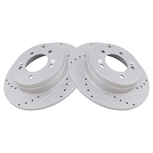 Image of TRQ Performance Rear Brake Pad and Rotor Set Semi Metallic G Coated Rotors Compatible with 2015 Hyundai Sonata 2014-2016 Kia Cadenza
