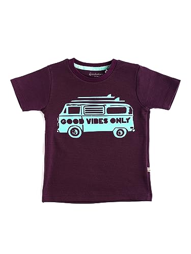 eebabee 100% Cotton Baby Boys Half Sleeve Graphic T-Shirt (Grape) | Trendy Snap Button Style for Kids, Baby Boys, Infants