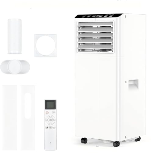 Tragbare Klimaanlage 9000 BTU, Mobile Klimaanlage 4 in 1 mit Luftentfeuchter, Ventilator und Nachtmodus, 24- Stunden- Timer, Fernbedienung, leises Klimagerät und für Räume bis zu 400 Pi²