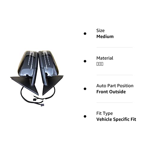 W204 Car Side Door Mirrors Set Fit for 2007-2013 Mercedes Benz C Class C200 C260 C300 C350 C400 C450 C63 Except Coupe - Thumbnail 7