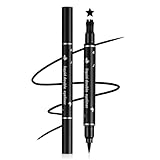 XINGXYUEL Double-headed Eyeliner Stamp Pencil Black Liquid Winged Eyeliner Stamp Pen Waterproof Smudgeproof Eye Liner Stamp for Eye Makeup(04 Star)