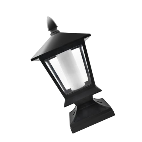 PENIKOKO Lámpara Solar Poste Exterior LED con Base para Montaje Iluminación Automática para Jardín Patio y Pasillos Luz Cálida para Exteriores