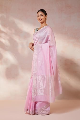 Taneira pink chanderi silk saree in pure silk – image 3