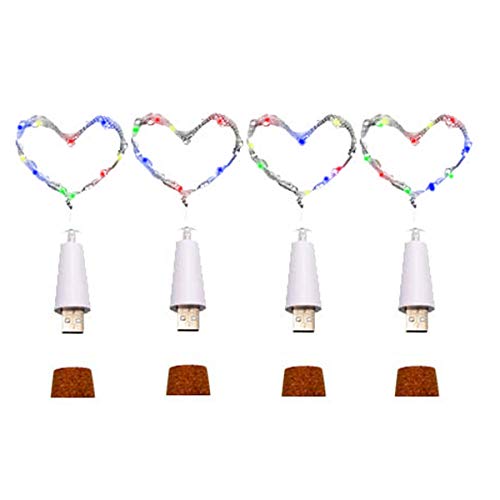 iMazer Wine Bottle Cork Lights,USB Powered Rechargeable Copper Wire String Starry 32inch 15 LED Light for DIY,Party,Home Decor,Christmas,Wedding or Mood Lights (USB Powered Multicolor 4 Pack)