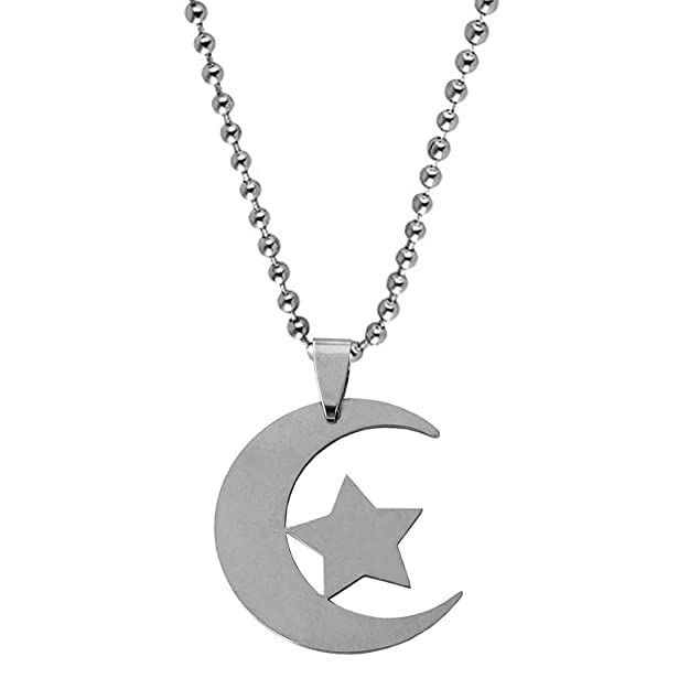 Lord Allah Caligraphy Crescent Moon 786 Religious Stainless Steel Pendant for Men and Women-image-16