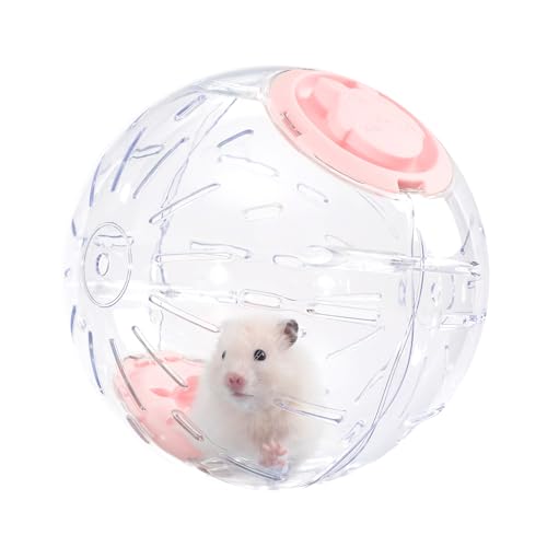 7.9 Inch Hamster Ball Running Ball Toy Transparent Breathable Reduce Stress Promote Exercise Health Easy to Clean Hamster Accessory for Syrian Dwarf Hamster Gerbils Mice Small Pets Pink