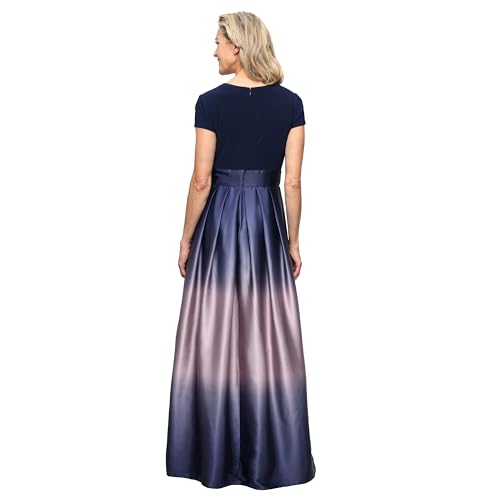 Image of S.L. Fashions Women's Cap Sleeve Long Satin Ombre Mother of The Bride Dress with Pockets, Formal Party Gown