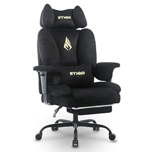Symino Sofa-ähnliches Gaming Stuhl mit Umhüllendes Sitzerlebnis, Ergonomisch Chefsessel Bürostuhl, Wildlederimitat Schreibtischstuhl Höhenverstellbarer Office Chair Computerstuhl 130kg, Schwarz