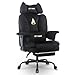 Symino Sofa-ähnliches Gaming Stuhl mit Umhüllendes Sitzerlebnis, Ergonomisch Chefsessel Bürostuhl, Wildlederimitat Schreibtischstuhl Höhenverstellbarer Office Chair Computerstuhl 130kg, Schwarz