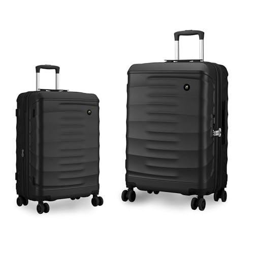 Image of Maleta Crescent Cabin and Check-in Medium Luggage| 20'' and 24'' |TSA Lock,Expandable,Anti-Theft Zipper,Wet-Dry Compartment| Suitcase | Luggage Bags (Black, Set of 2 (Small-Medium))
