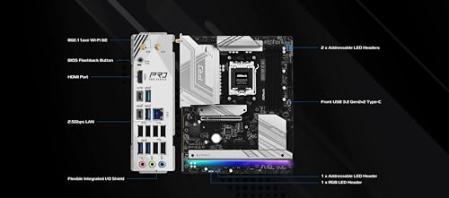 Image of ASRock AMD B850 Pro RS WiFi 6E Socket AM5 Ryzen 9000 /8000 /7000 Series DDR5 up to 8000+ (OC) MHz 256GB ATX Motherboard M.2 SATA3 6.0 Gb /s PCIe 5.0 BIOS Flashback 2.5G LAN