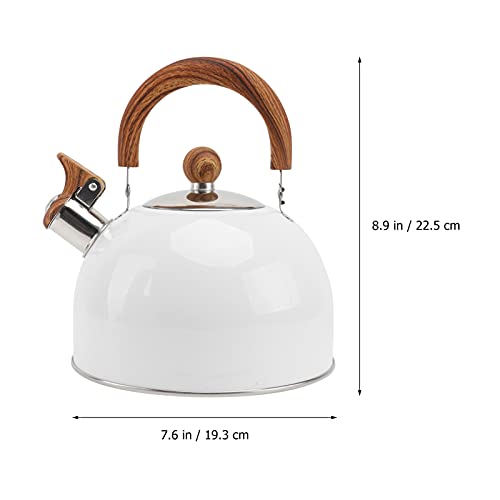 Cabilock Tea Kettle For Stove Top Stainless Steel Tea Kettle Stovetop Whistling Tea Kettle With Cool Toch Ergonomic Handle 2. 5L White #TOP1