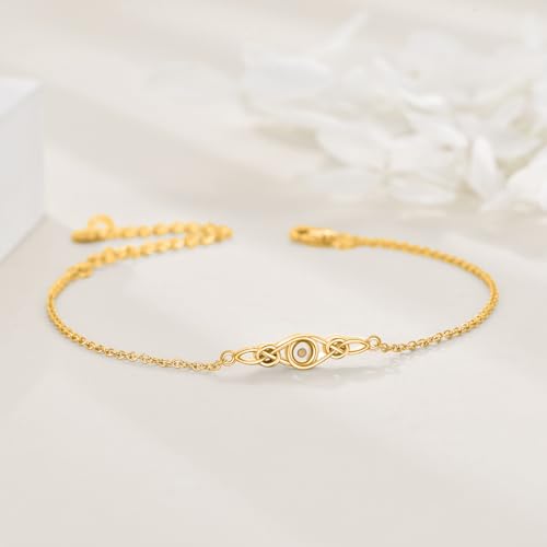 Celtic Knot Bracelet Sterling Silver Mustard Seed/Moonstone/Birthstone Link Anklet/Bracelet Celtic Knot Christian Faith Jewelry Gifts for Women4