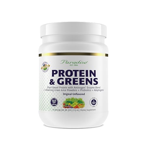 Paradise Herbs ORAC Energy Protein & Greens Powder, Antioxidant Power of 24 Servings of Fruits & Vegetables in 1 Scoop + 20g Protein, Unflavored, 15 Servings