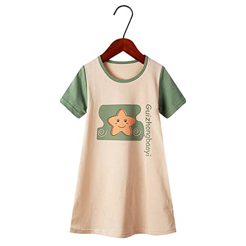 Moonker Toddler Girls Summer Short Sleeve Print Dress Casual Dress Nightdress Clothes Family Pictures Dress2