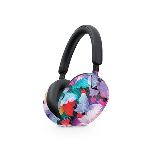 Image of MightySkins Carbon Fiber Skin Compatible with Sony WH-1000XM5 Headphones - Prismatic Butterflies | Protective, Durable Textured Carbon Fiber Finish | Easy to Apply