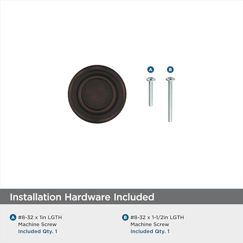 Amerock Ville 1-1/8 inch (29mm) Diameter Oil-Rubbed Bronze Cabinet Knob - 10 Pack by Amerock - Image 2