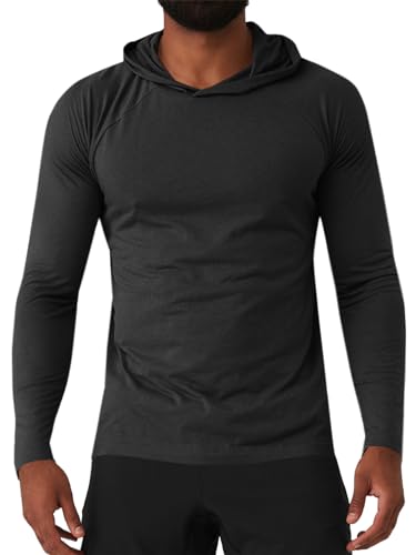 Gafeng Mens Workout Hoodie Long Sleeve Lightweight Gym Running Quick Dry Athletic Shirt with Hood