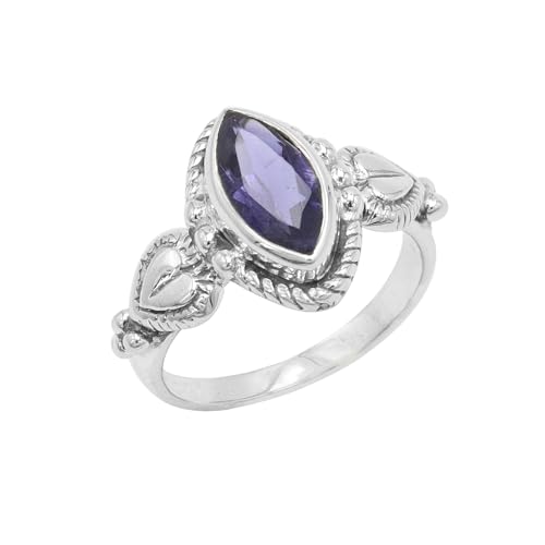 Bague iolite argent 925 cœur vintage à porter pour vos soirées élégantes