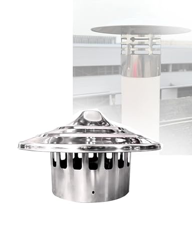 Stainless Steel Rain Cap, Weather-Resistant Chimney Cap, Rainproof Roof Flue Cover, Vent Hood with Rain & Snow Shield for Woodburner Pipes (2.36in / 6cm)