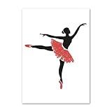LCSLDW Impression sur Toile Cartoon Ballet Dancer Girl Wall Art Toile Peinture Nordique Affiches Et Impressions Mur Photos pour Chambre d'enfants Chambre Décor