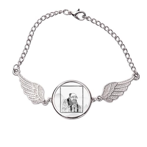 Bracelet en porcelaine Dao Lao Tzu avec ailes d'ange taille M en métal pour femme