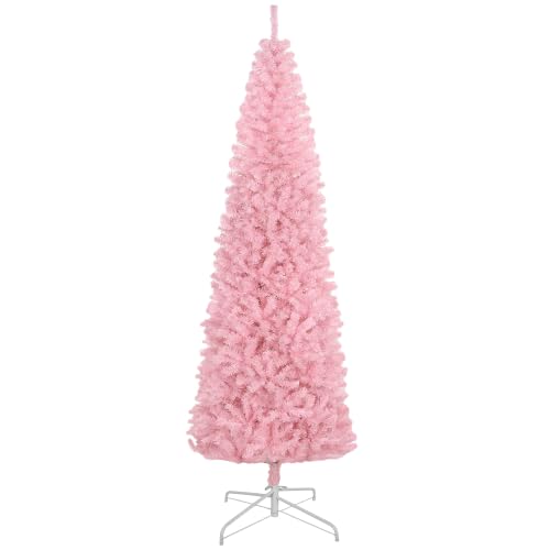 HOMCOM 8ft Douglas Fir Pencil Christmas Tree, Slim Artificial Christmas Tree with 1168 Bra