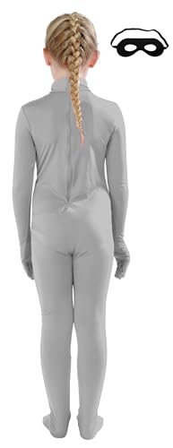 Full Bodysuit Kids Dancewear Solid Color Spandex Zentai Child Unitard (Grey, Small)