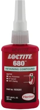 LOCTITE® 680-50ml| green| high strength | cylindrical parts| low viscosity |prevents loosening and leakage from shock and vibration| cures on all metal surfaces| tolerates slightly oiled surfaces