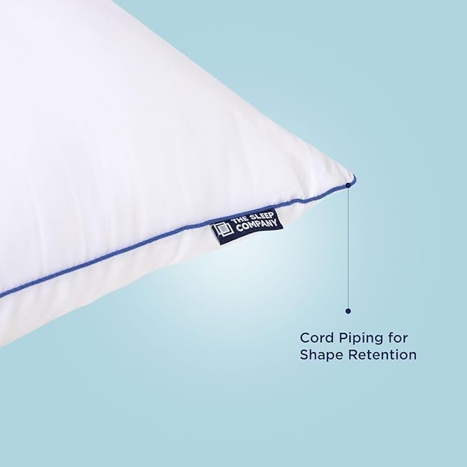 Image of The Sleep Company Smart Plush Pillow | Super Soft | 100% Virgin Microfiber Filling | Hypoallergenic |White, Pack of 2