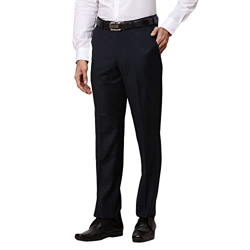 Image of Park Avenue Men's Terry Rayon Blend Solid Pattern Smart Fit Flat Front Formal Trouser