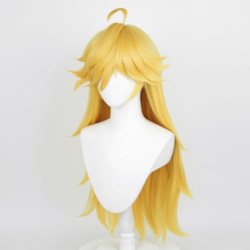 Image of Half and Half Panty Cosplay Wig Long Blonde Anime Wig with Bangs Golden Spiky Layered Peach Costume Wigs Synthetic Hair for Women Halloween Party