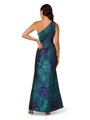 Adrianna Papell Women's One Shoulder Jacquard Gown2