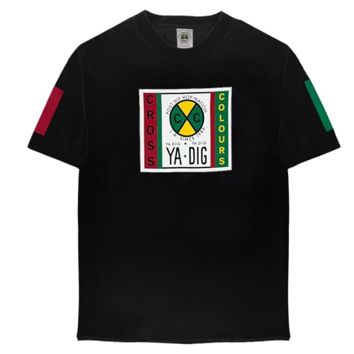 CROSS COLOURS Originals Label Logo Graphic T Shirt (US, Alpha, Small, Regular, Regular, Black)