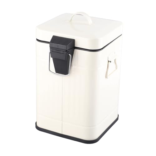 Poubelle rétro en métal Cocoarm 5L blanche au design carré épais pour la maison